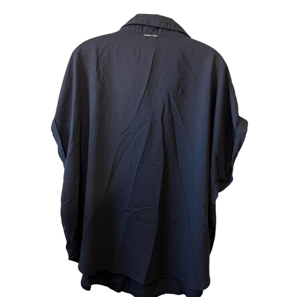 Aloha Here Button Down Tunic Collared Top Shirt Womens Sz. Large Black Oversized - Picture 2 of 8